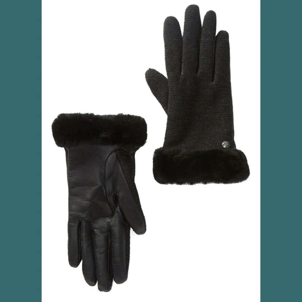 NEW $75 UGG Shorty Smart Fabric Faux‎ Fur Sheepskin Shearling Gloves Medium
